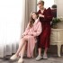 Coral Fleece Nightgown for Men and Women, Autumn/Winter Long-Sleeved Tie-Drawn Pajamas, Loungewear, Long Thickened Flannel Couple's Bathrobe