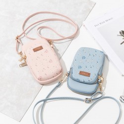 Korean fashion floral crossbody phone bag, popular student style, double zipper, crossbody small bag with large capacity