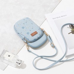 Korean fashion floral crossbody phone bag, popular student style, double zipper, crossbody small bag with large capacity