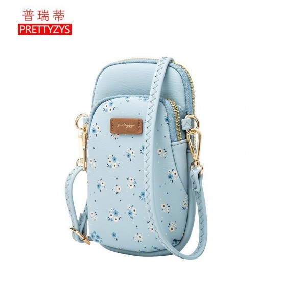 Korean fashion floral crossbody phone bag, popular student style, double zipper, crossbody small bag with large capacity