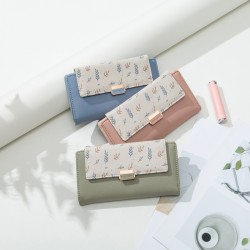 New Women's Long Wallet, Small Fresh Colorblock Floral Print, Large-Capacity Student Wallet