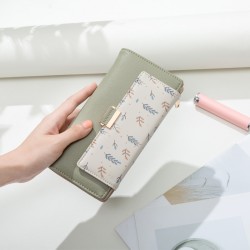 New Women's Long Wallet, Small Fresh Colorblock Floral Print, Large-Capacity Student Wallet