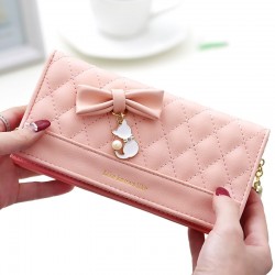 Lianbu's hot-selling Korean-style women's wallet, long bow-knot diamond zippered tassel cell phone bag, large capacity clutch.