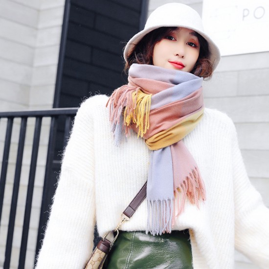 2025 new women's scarves, thickened, warm, imitation cashmere plaid scarves, winter shawls, stylish scarves.