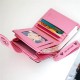 Pureti Popular Women's Wallet with Simple Wrist Strap, Folding Korean Style Cartoon Zipper Student Coin Purse