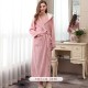INS nightgown, women's winter, mid-length, thickened, hooded flannel bathrobe, cute coral fleece pajamas for students, autumn.