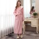INS nightgown, women's winter, mid-length, thickened, hooded flannel bathrobe, cute coral fleece pajamas for students, autumn.