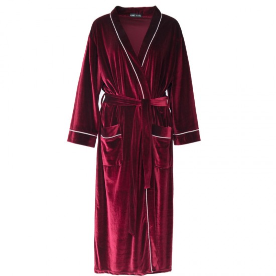 Thick, warm, loose flannel nightgown for men, simple, loose, plus-size, long coral fleece bathrobe for women, autumn and winter.