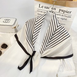 Striped imitation silk scarf for women, 2025 spring and summer new sweet silk scarf, fashionable printed decorative square scarf, factory direct.