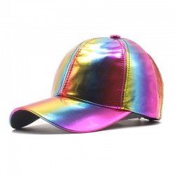 Colorful patent leather curved brim baseball cap, trendy preppy style, hip-hop, street dance, skateboarding, baseball cap