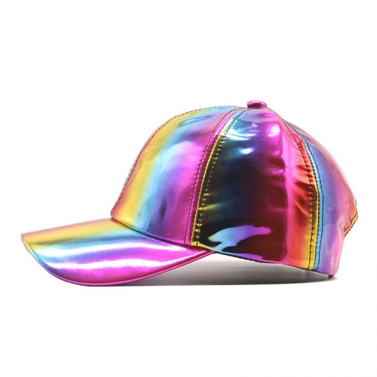 Colorful patent leather curved brim baseball cap, trendy preppy style, hip-hop, street dance, skateboarding, baseball cap