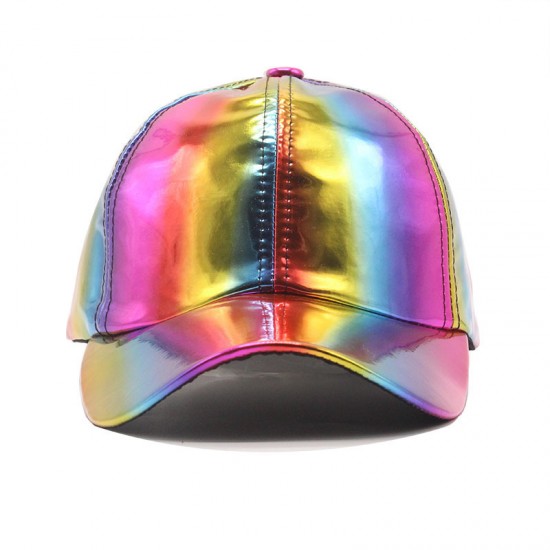 Colorful patent leather curved brim baseball cap, trendy preppy style, hip-hop, street dance, skateboarding, baseball cap