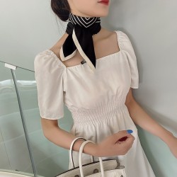 Korean Dongdaemun striped silk scarves, women's headbands, sweet chiffon square scarves, professional small scarves.
