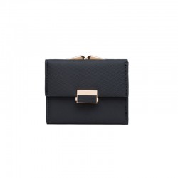 Prettyzys' popular Korean-style short, tri-folded women's wallet, a fresh, PU, ​​plaid, and zippered student wallet.