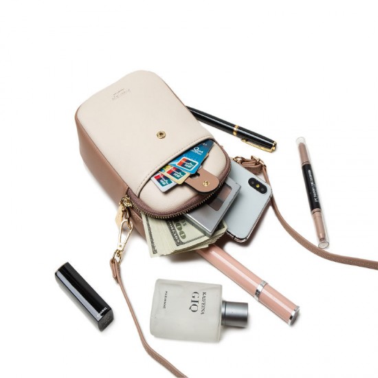 Pruti's new Korean-style cross-border cell phone bag, PU women's shoulder bag, fresh, candy-colored zippered simple bag.