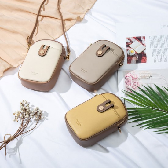 Pruti's new Korean-style cross-border cell phone bag, PU women's shoulder bag, fresh, candy-colored zippered simple bag.