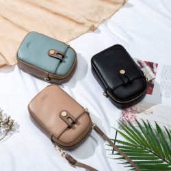 Pruti's new Korean-style cross-border cell phone bag, PU women's shoulder bag, fresh, candy-colored zippered simple bag.