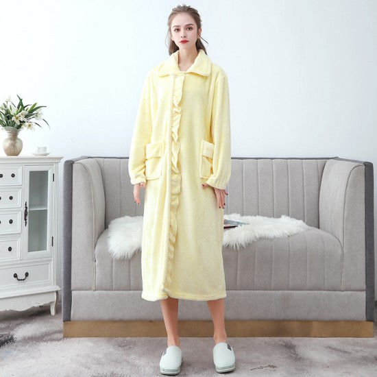 Autumn and winter plus-size imitation half-fleece nightgowns, thickened and long, sexy bathrobes for men and women, couple's loungewear.