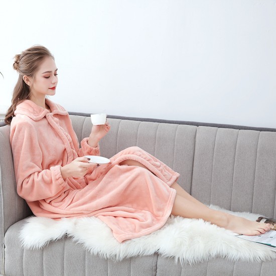 Autumn and winter plus-size imitation half-fleece nightgowns, thickened and long, sexy bathrobes for men and women, couple's loungewear.