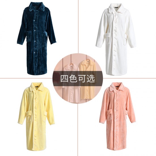 Autumn and winter plus-size imitation half-fleece nightgowns, thickened and long, sexy bathrobes for men and women, couple's loungewear.