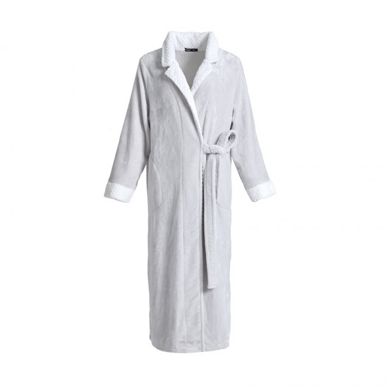 Autumn/Winter Lightweight Double-Layer Thickened Flannel Nightgown for Men, Extra-Long Large Jacquard Composite Couple's Bathrobe for Women