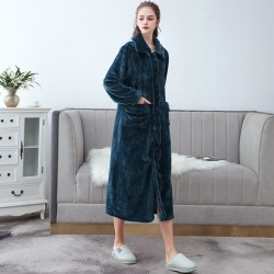 Autumn and winter plus-size imitation half-fleece nightgowns, thickened and long, sexy bathrobes for men and women, couple's loungewear.