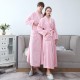 Thick, fleece-lined flannel couple's bathrobe for men, long, large-size coral fleece robe for women, winter pajamas.