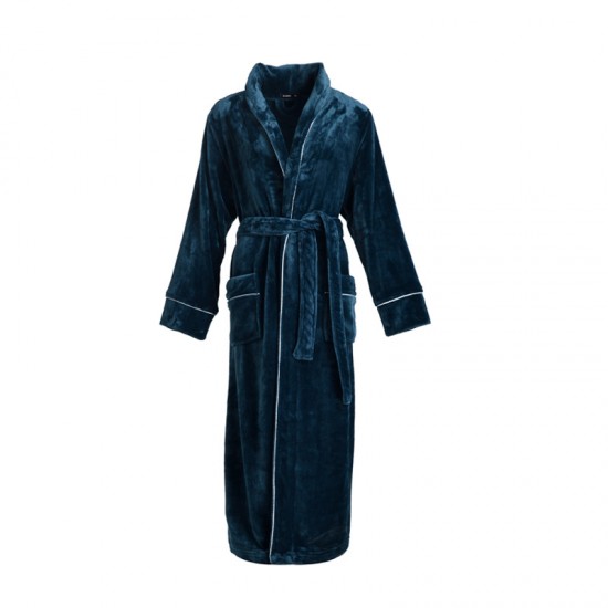 Thick, fleece-lined flannel couple's bathrobe for men, long, large-size coral fleece robe for women, winter pajamas.