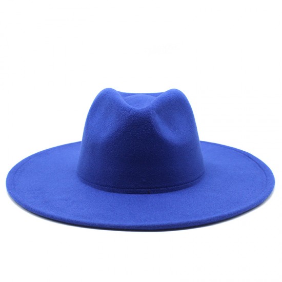 Cross-border AliExpress Amazon men's and women's couple's flat-brimmed hat, autumn and winter woolen hat, jazz gentleman hat