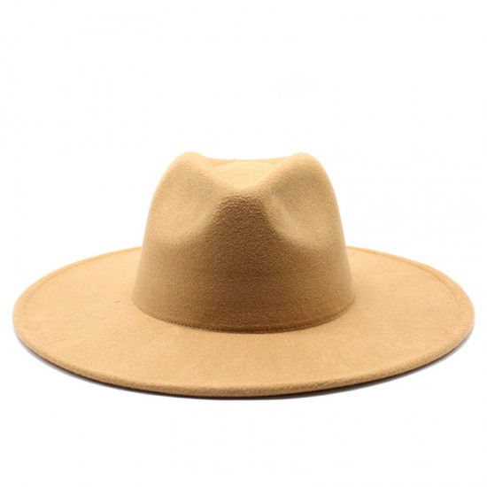 Cross-border AliExpress Amazon men's and women's couple's flat-brimmed hat, autumn and winter woolen hat, jazz gentleman hat