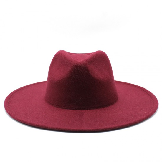 Cross-border AliExpress Amazon men's and women's couple's flat-brimmed hat, autumn and winter woolen hat, jazz gentleman hat