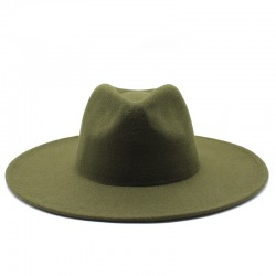 Cross-border AliExpress Amazon men's and women's couple's flat-brimmed hat, autumn and winter woolen hat, jazz gentleman hat