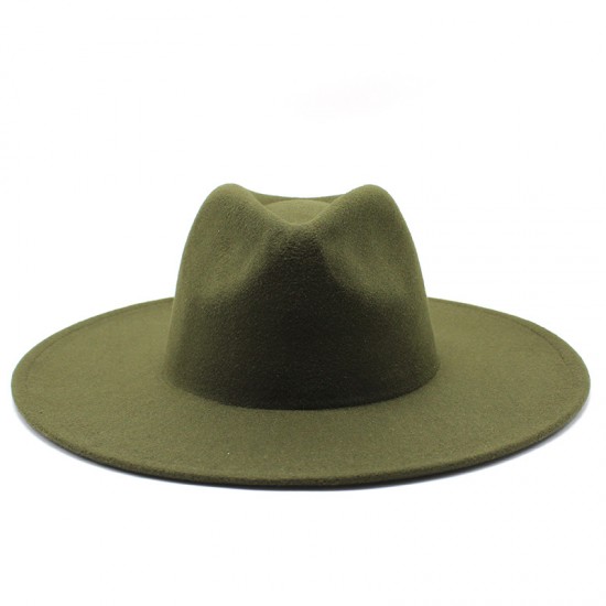 Cross-border AliExpress Amazon men's and women's couple's flat-brimmed hat, autumn and winter woolen hat, jazz gentleman hat