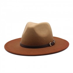 Cross-border European and American British-style woolen jazz hat for men and women, new spray-painted gradient-colored wide-brimmed hat for autumn/winter fashion
