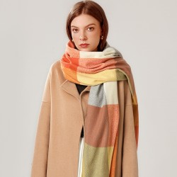 Plaid faux cashmere scarf for women, autumn and winter Wholesale British-style plaid tassel shawls for winter scarves