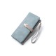 Lianbu's popular women's wallet, casual and fashionable, long PU wallet with buckle.