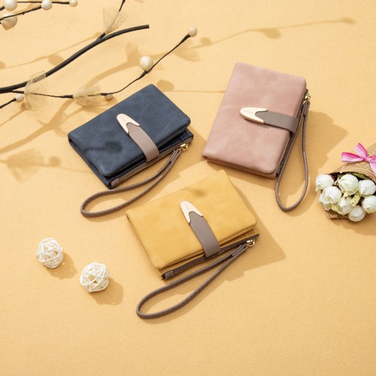Korean style new women's wallet, retro casual buckle wallet, women's short wallet, coin purse Korean style new women's wallet, retro casual buckle wallet, women's short wallet, coin purse