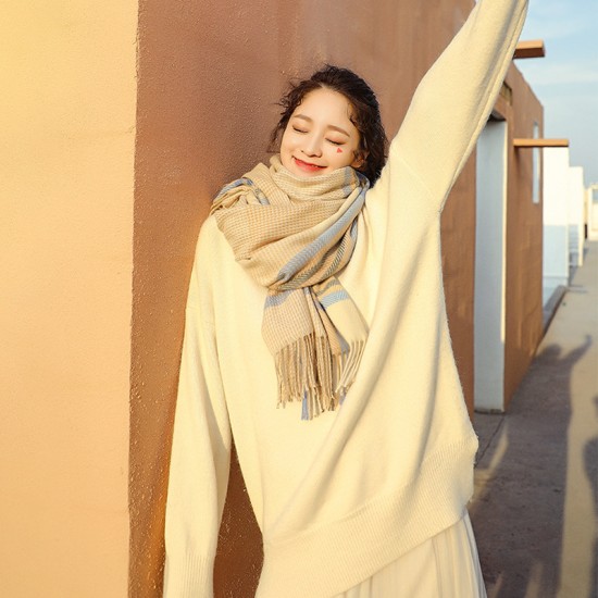 2025 new faux cashmere scarves. Winter shawls and scarves for women, thickened and warm, with tassels.
