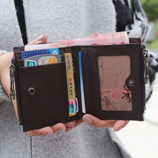New short wallet Cartoon Graffiti Print Double Zipper Mini Student Coin Purse for Women New short wallet Cartoon Graffiti Print Double Zipper Mini Student Coin Purse for Women