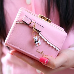 AliExpress Popular Women's Wallet with Short Bow Kitten Pendant Student Wallet, Taobao Hot Seller