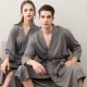 Spring and Summer Women's Thin Waffle Couple's Nightgown for Men and Women Summer Three-Quarter Sleeve Korean Style Absorbent Yukata