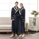 Ins simple, long, pocket-strap flannel robes for women and men for autumn and winter.