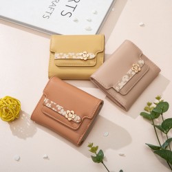 Pretty's 2023 women's wallet, Japanese and Korean-style large-capacity, fashionable and simple floral short wallet, student wallet