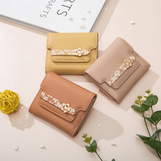 Pretty's 2023 women's wallet, Japanese and Korean-style large-capacity, fashionable and simple floral short wallet, student wallet