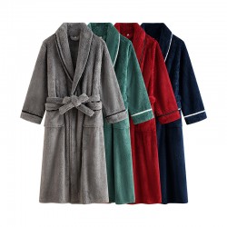 Premium, double-layered, thickened, Austrian grain fleece nightgown, new for women, winter (25 new styles), extra-long, stylish, short, warm, autumn bathrobe.