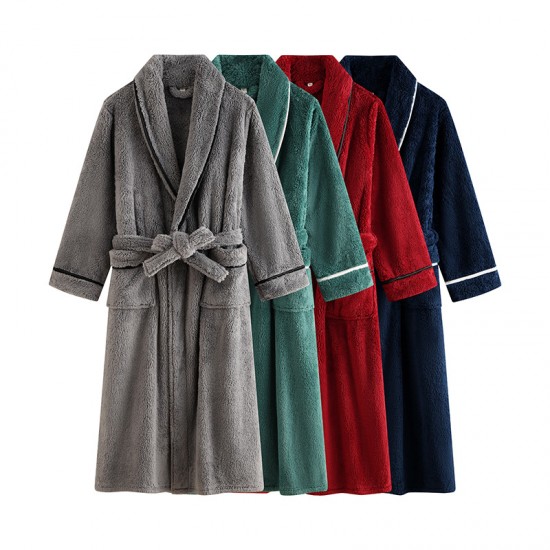 Premium, double-layered, thickened, Austrian grain fleece nightgown, new for women, winter (25 new styles), extra-long, stylish, short, warm, autumn bathrobe.