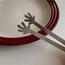 INS style cute stainless steel palm-shaped ice cube tongs, fruit sugar tongs, fun snack tongs, kitchen supplies.
