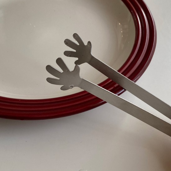 INS style cute stainless steel palm-shaped ice cube tongs, fruit sugar tongs, fun snack tongs, kitchen supplies.