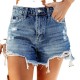 Factory Direct Foreign Trade 2024 New European and American Style Hand-Distressed Tasseled Ripped Comfortable Denim Shorts for Women Wholesale