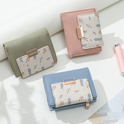 Pruti's new women's short wallet, fresh and stylish colorblock floral print, large capacity, student wallet